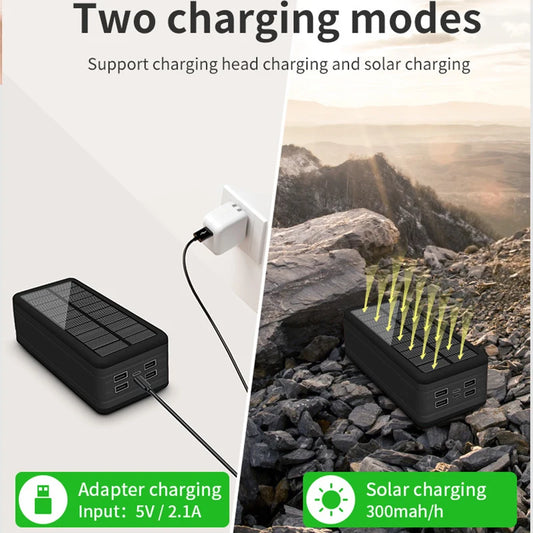 Solar Power Bank 100000mAh Mobile Phone Wireless Charging