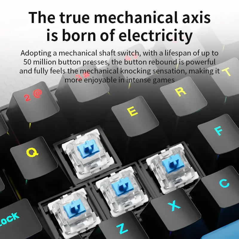 Gaming Wired Mechanical Colorful Lighting keyboard For Microsoft Windows and Apple IOS System