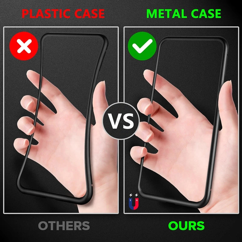 Magnetic Antispy Tempered Glass Privacy Metal 360 Case For iphone