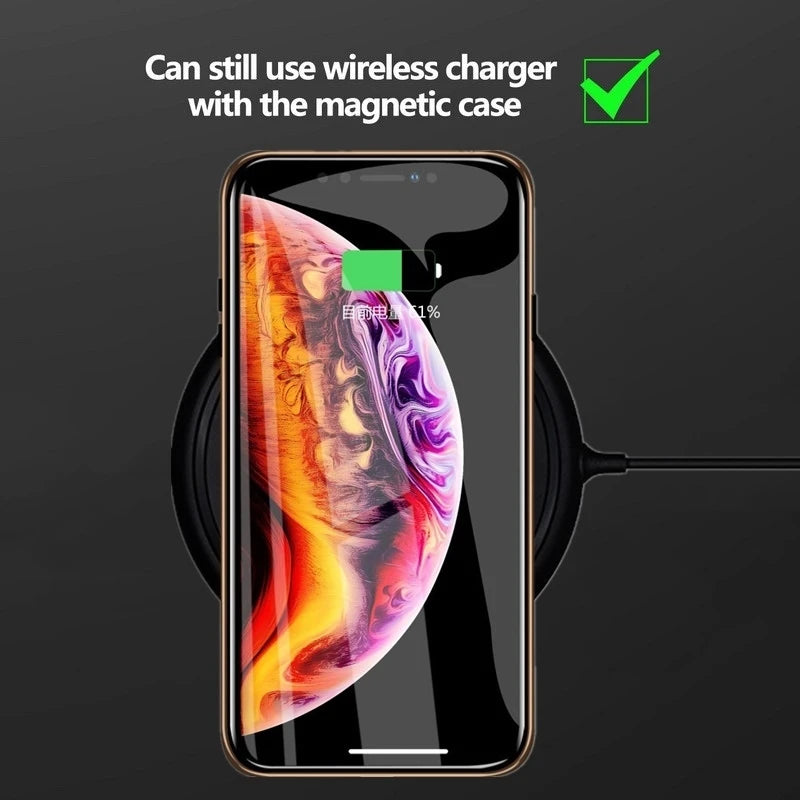 Magnetic Antispy Tempered Glass Privacy Metal 360 Case For iphone