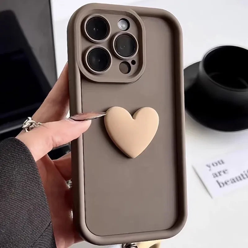 3D Love Heart Silicone Phone Case For iPhone