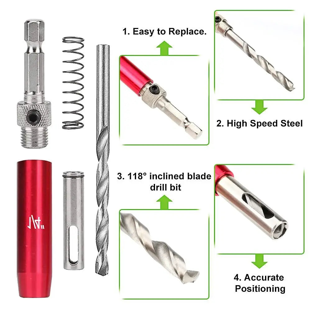 Self Centering Hinge Drill Bit Set