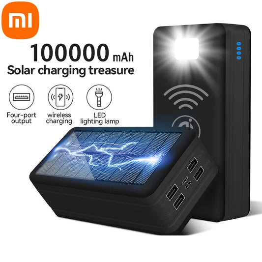 Solar Power Bank 100000mAh Mobile Phone Wireless Charging