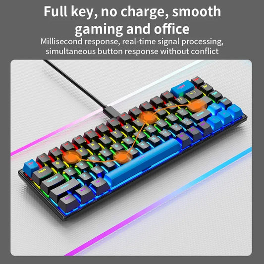 Gaming Wired Mechanical Colorful Lighting keyboard For Microsoft Windows and Apple IOS System