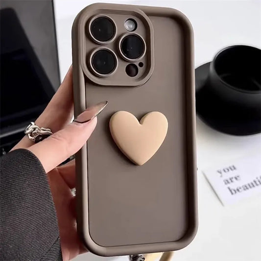 3D Love Heart Silicone Phone Case For iPhone