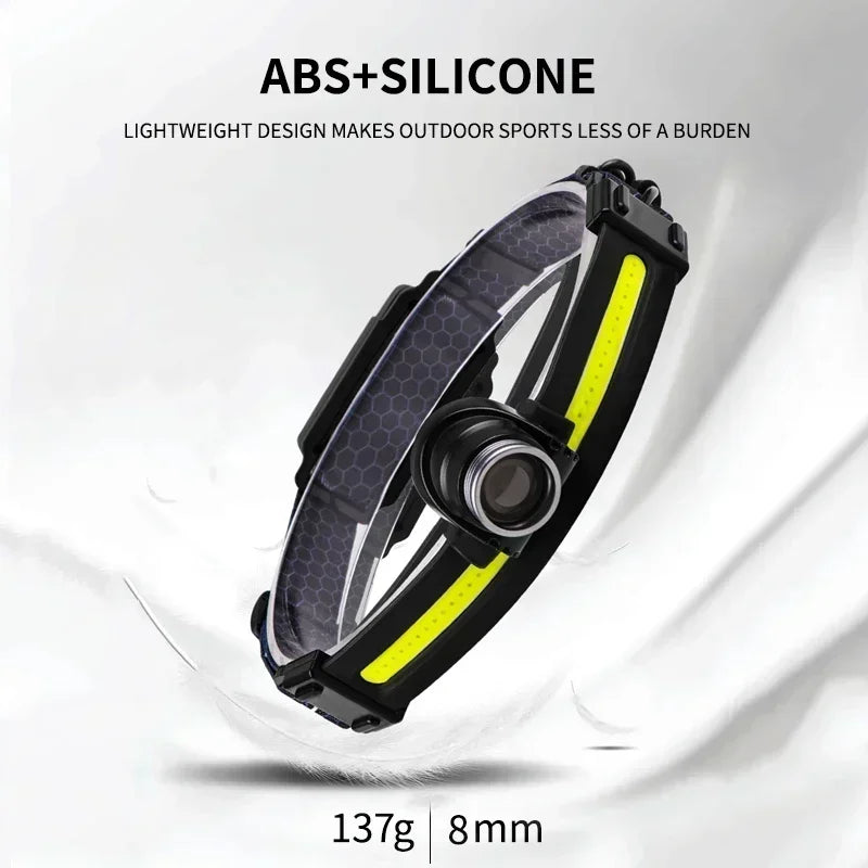 Rechargeable High Power LED Headlamp 7 Modes XPE+COB Sensor